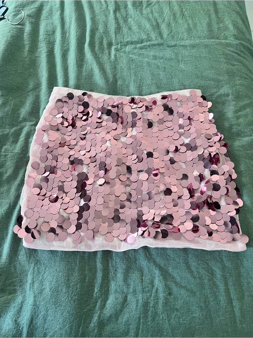 ROMWE Pink Sequin Mini Skirt